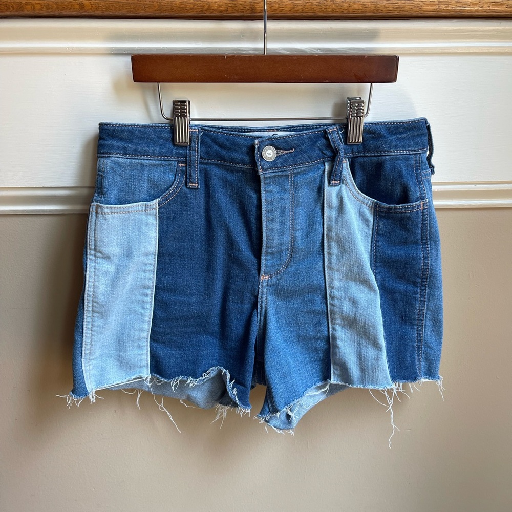 Hollister Blue Jean Shorts Color-Block Design High-Waisted
